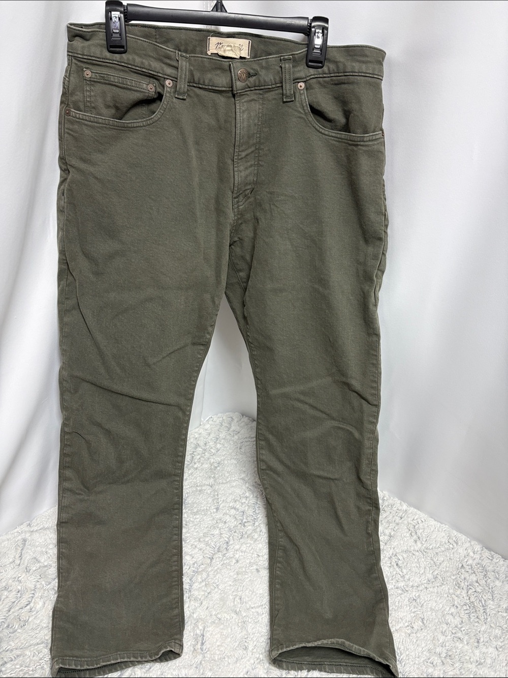 Madewell Mens Slim Cut Denim Jeans in Deep Green Khaki 35x30
